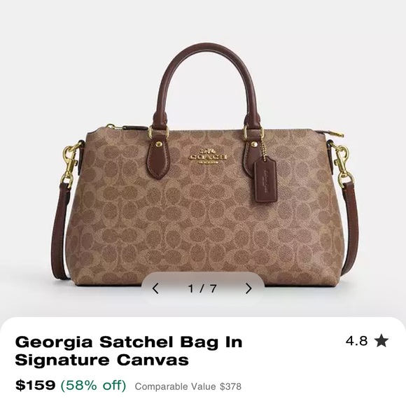 Coach Brown Signature Canvas Satchel Bag - Picture 1 of 6